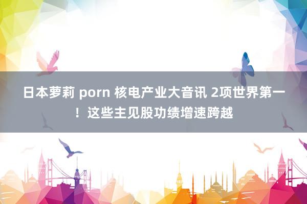 日本萝莉 porn 核电产业大音讯 2项世界第一！这些主见股功绩增速跨越