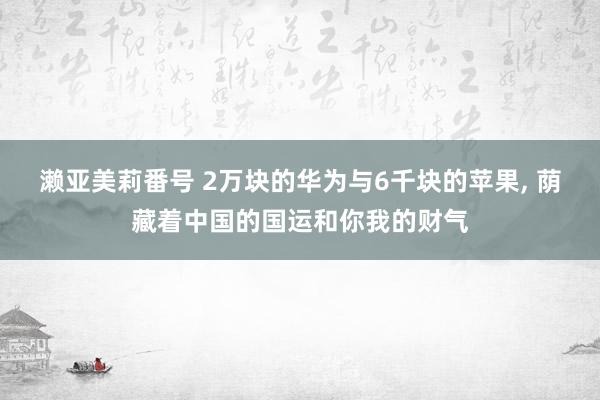 濑亚美莉番号 2万块的华为与6千块的苹果， 荫藏着中国的国运和你我的财气