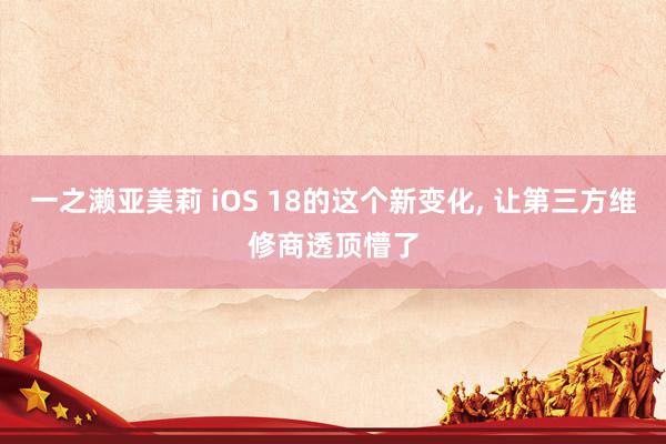 一之濑亚美莉 iOS 18的这个新变化， 让第三方维修商透顶懵了