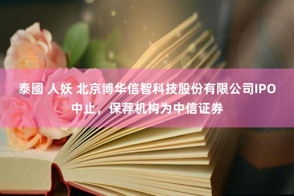 泰國 人妖 北京博华信智科技股份有限公司IPO中止，保荐机构为中信证券