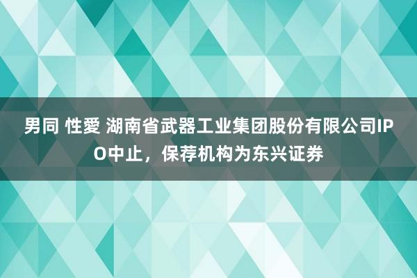 男同 性愛 湖南省武器工业集团股份有限公司IPO中止，保荐机构为东兴证券