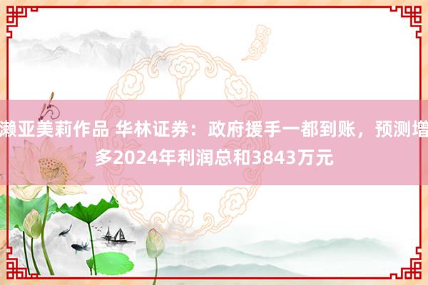 濑亚美莉作品 华林证券：政府援手一都到账，预测增多2024年利润总和3843万元