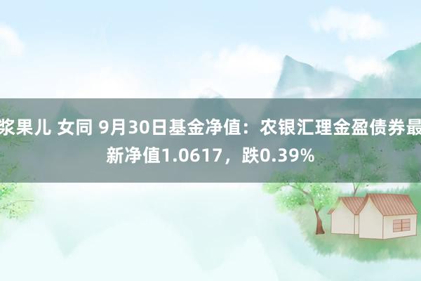 浆果儿 女同 9月30日基金净值：农银汇理金盈债券最新净值1.0617，跌0.39%