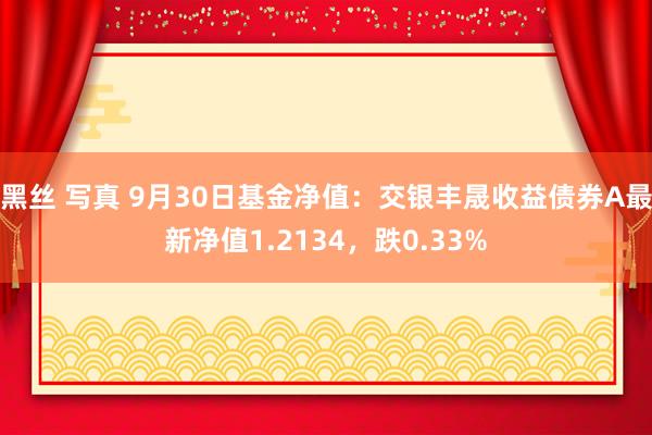 黑丝 写真 9月30日基金净值：交银丰晟收益债券A最新净值1.2134，跌0.33%