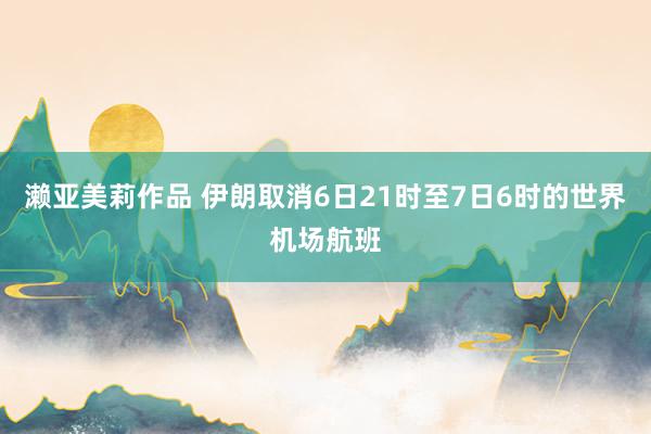 濑亚美莉作品 伊朗取消6日21时至7日6时的世界机场航班