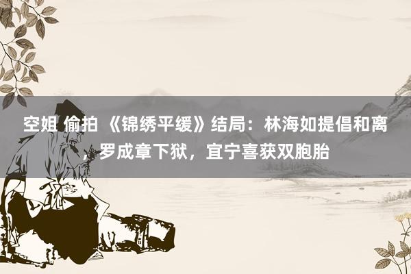 空姐 偷拍 《锦绣平缓》结局：林海如提倡和离，罗成章下狱，宜宁喜获双胞胎