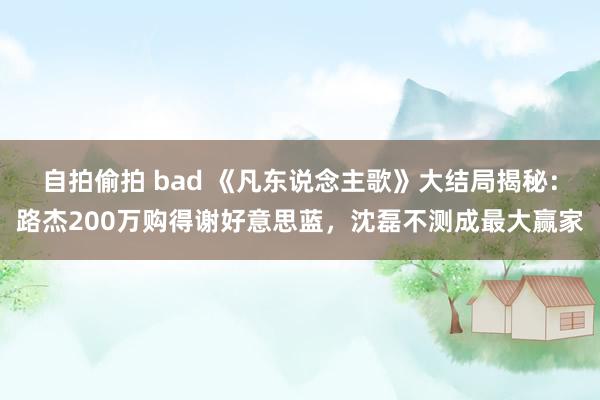 自拍偷拍 bad 《凡东说念主歌》大结局揭秘：路杰200万购得谢好意思蓝，沈磊不测成最大赢家