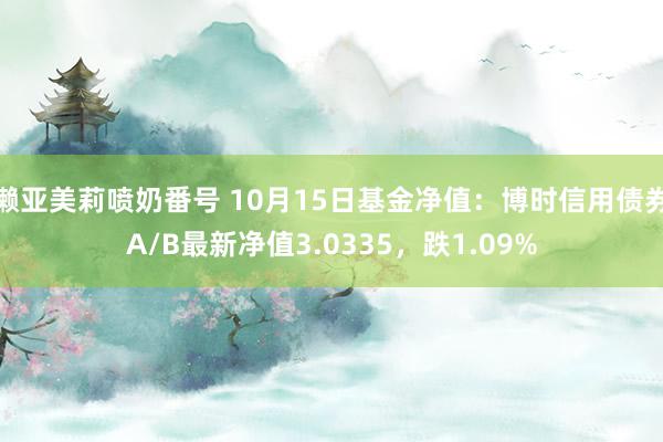 濑亚美莉喷奶番号 10月15日基金净值：博时信用债券A/B最新净值3.0335，跌1.09%