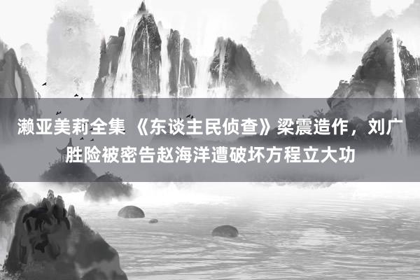 濑亚美莉全集 《东谈主民侦查》梁震造作，刘广胜险被密告赵海洋遭破坏方程立大功