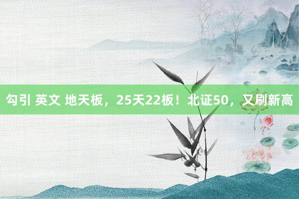 勾引 英文 地天板，25天22板！北证50，又刷新高