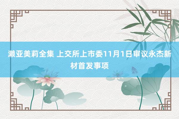 濑亚美莉全集 上交所上市委11月1日审议永杰新材首发事项