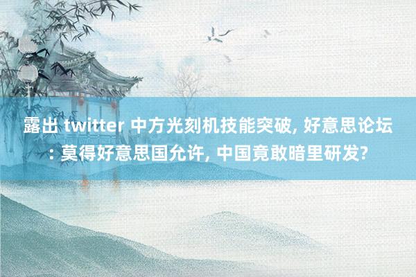 露出 twitter 中方光刻机技能突破， 好意思论坛: 莫得好意思国允许， 中国竟敢暗里研发?