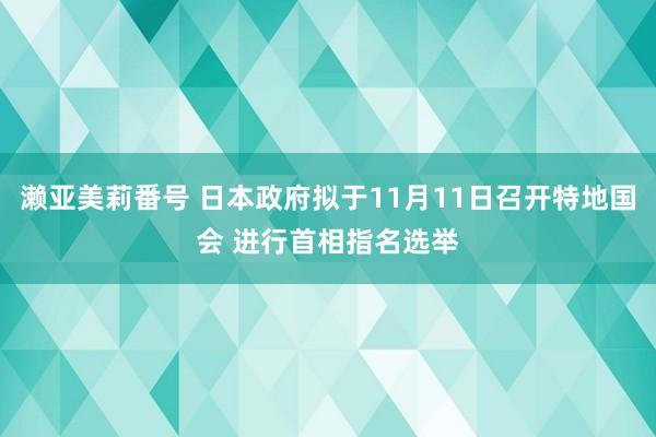 濑亚美莉番号 日本政府拟于11月11日召开特地国会 进行首相指名选举