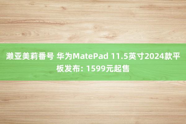 濑亚美莉番号 华为MatePad 11.5英寸2024款平板发布: 1599元起售