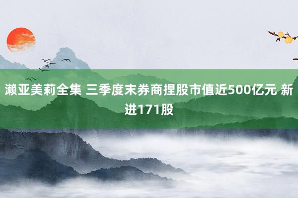 濑亚美莉全集 三季度末券商捏股市值近500亿元 新进171股