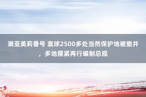 濑亚美莉番号 寰球2500多处当然保护地被撤并，多地攥紧再行编制总规