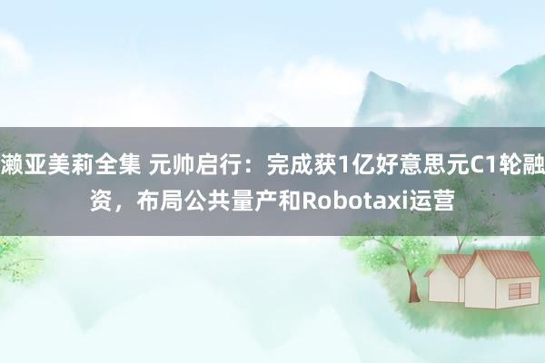 濑亚美莉全集 元帅启行：完成获1亿好意思元C1轮融资，布局公共量产和Robotaxi运营