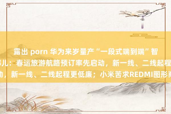 露出 porn 华为来岁量产“一段式端到端”智驾，正主攻大模子；去哪儿：春运旅游航路预订率先启动，新一线、二线起程更低廉；小米苦求REDMI图形商标