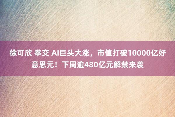 徐可欣 拳交 AI巨头大涨，市值打破10000亿好意思元！下周逾480亿元解禁来袭