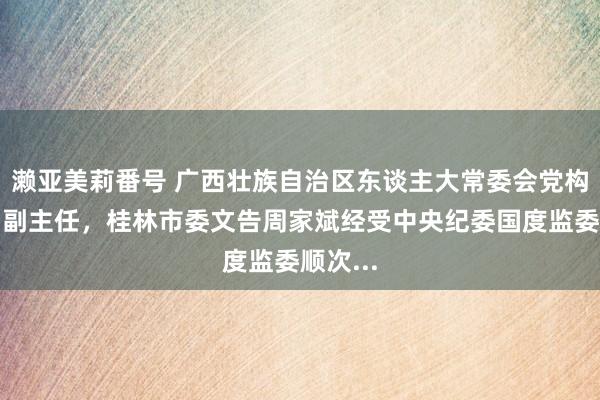 濑亚美莉番号 广西壮族自治区东谈主大常委会党构成员、副主任，桂林市委文告周家斌经受中央纪委国度监委顺次...