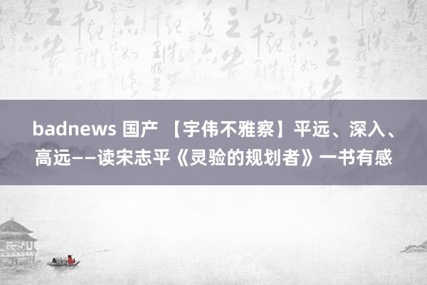 badnews 国产 【宇伟不雅察】平远、深入、高远——读宋志平《灵验的规划者》一书有感