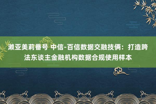 濑亚美莉番号 中信-百信数据交融技俩：打造跨法东谈主金融机构数据合规使用样本