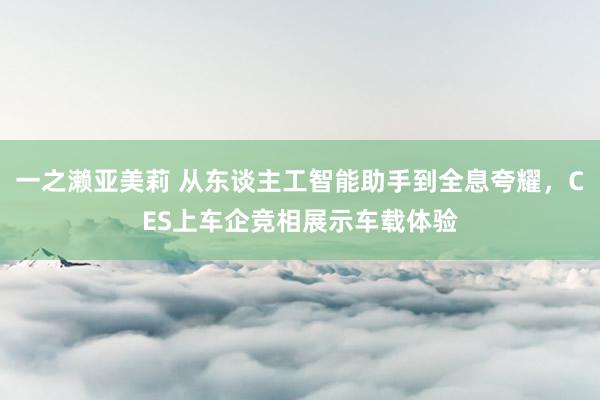 一之濑亚美莉 从东谈主工智能助手到全息夸耀，CES上车企竞相展示车载体验