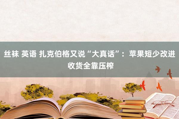 丝袜 英语 扎克伯格又说“大真话”：苹果短少改进 收货全靠压榨