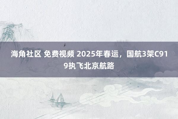 海角社区 免费视频 2025年春运，国航3架C919执飞北京航路